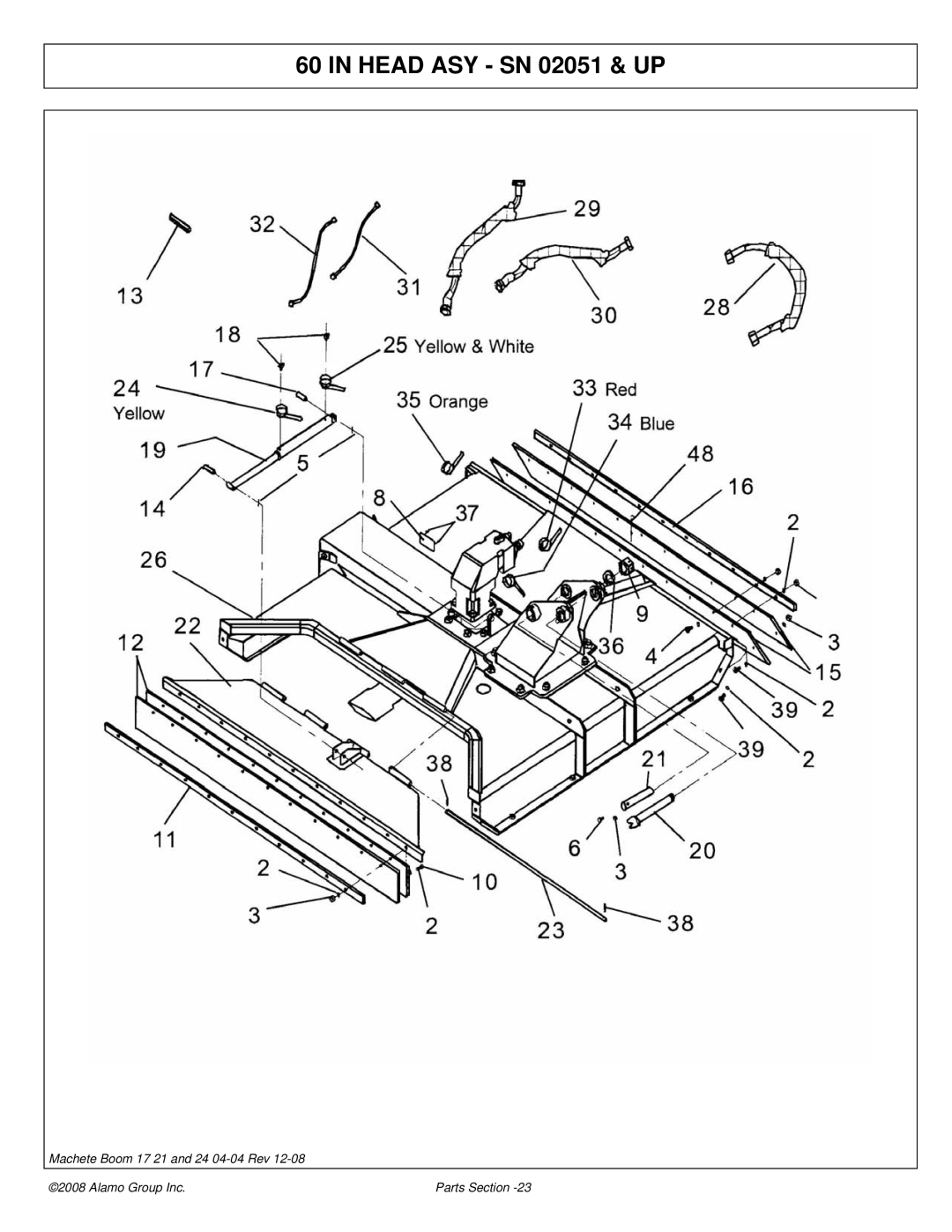 Alamo 02968915P manual Head ASY SN 02051 & UP 