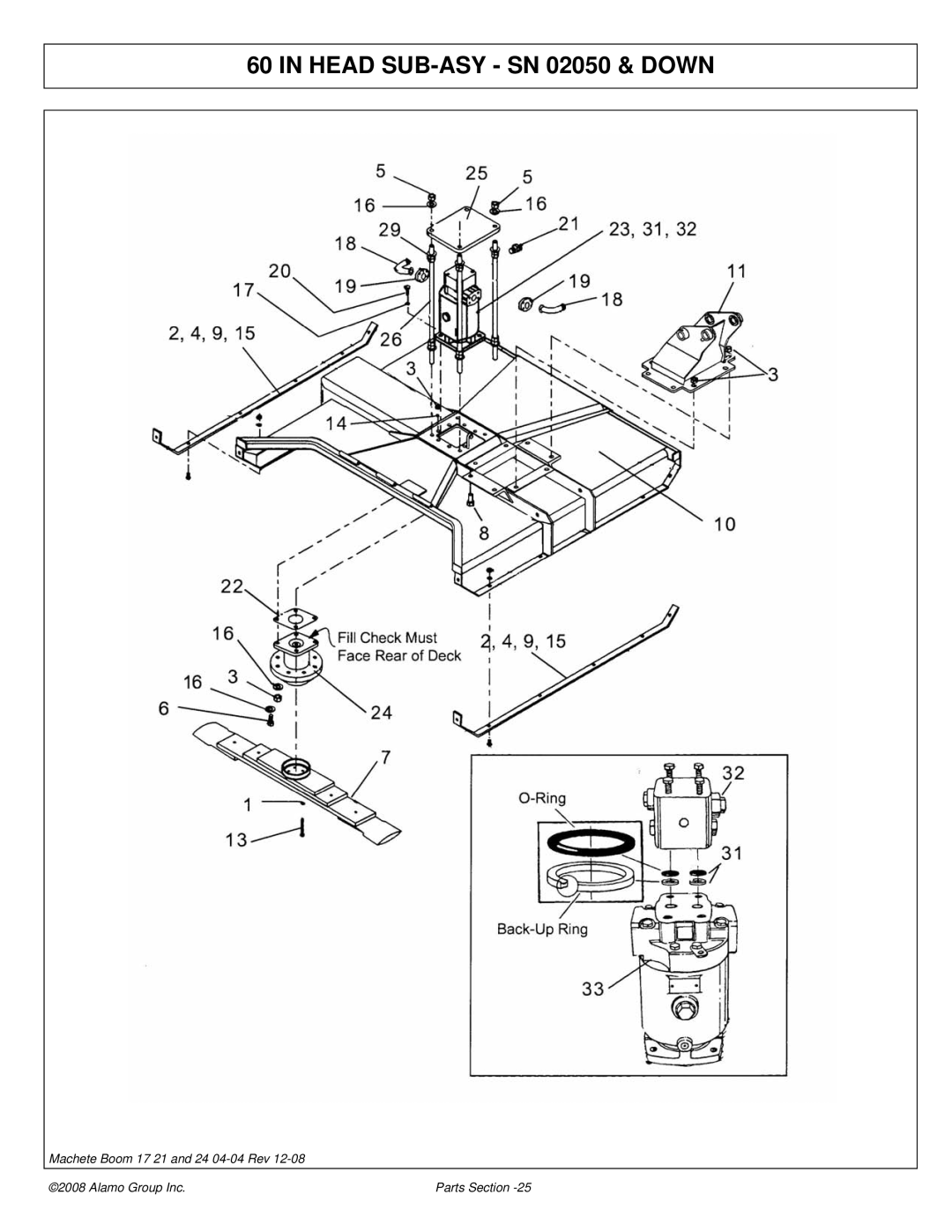 Alamo 02968915P manual Head SUB-ASY SN 02050 & Down 