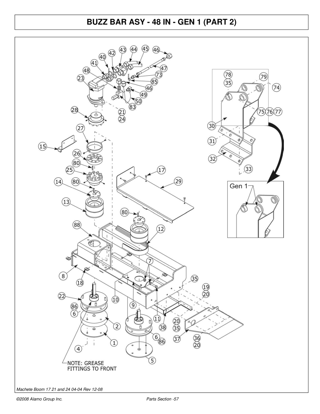 Alamo 02968915P manual Buzz BAR ASY 48 in GEN 1 Part 
