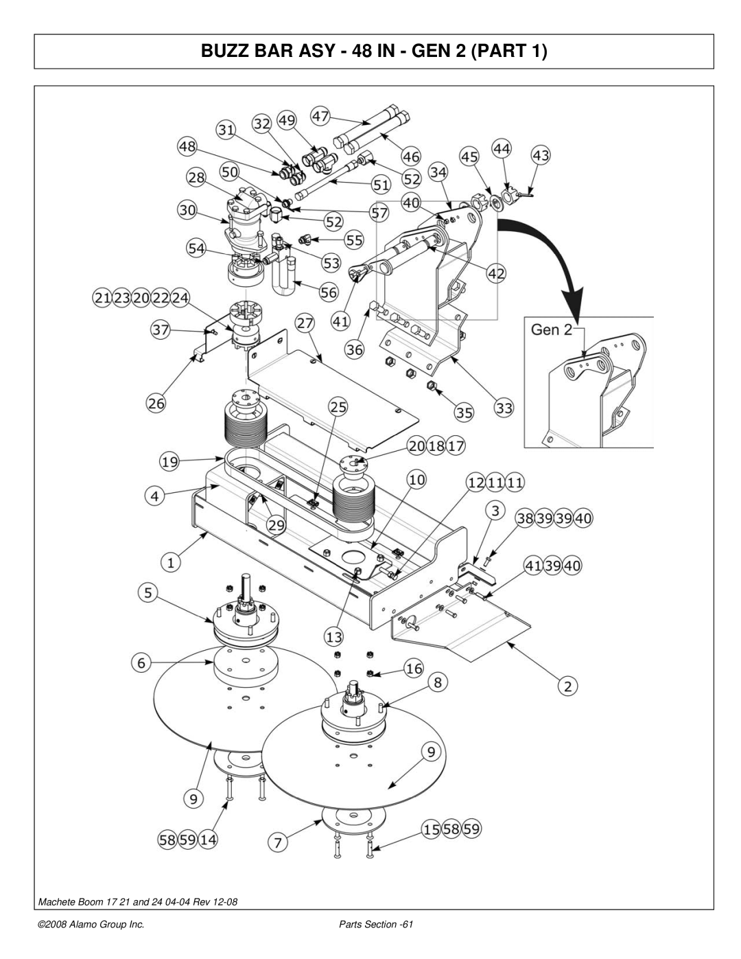 Alamo 02968915P manual Buzz BAR ASY 48 in GEN 2 Part 