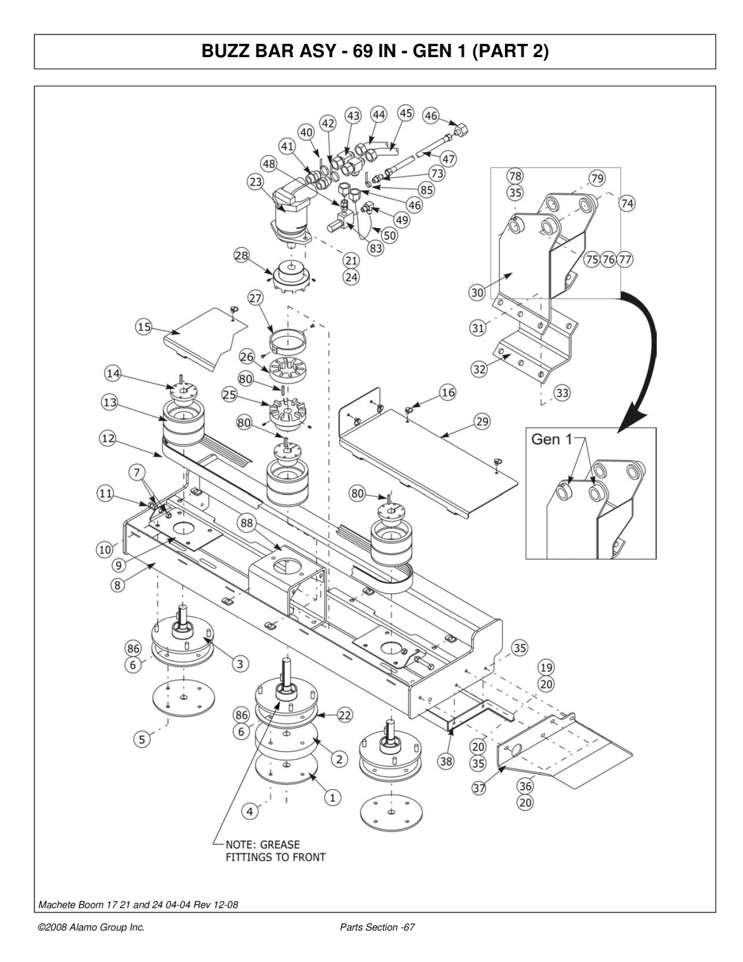 Alamo 02968915P manual Buzz BAR ASY 69 in GEN 1 Part 