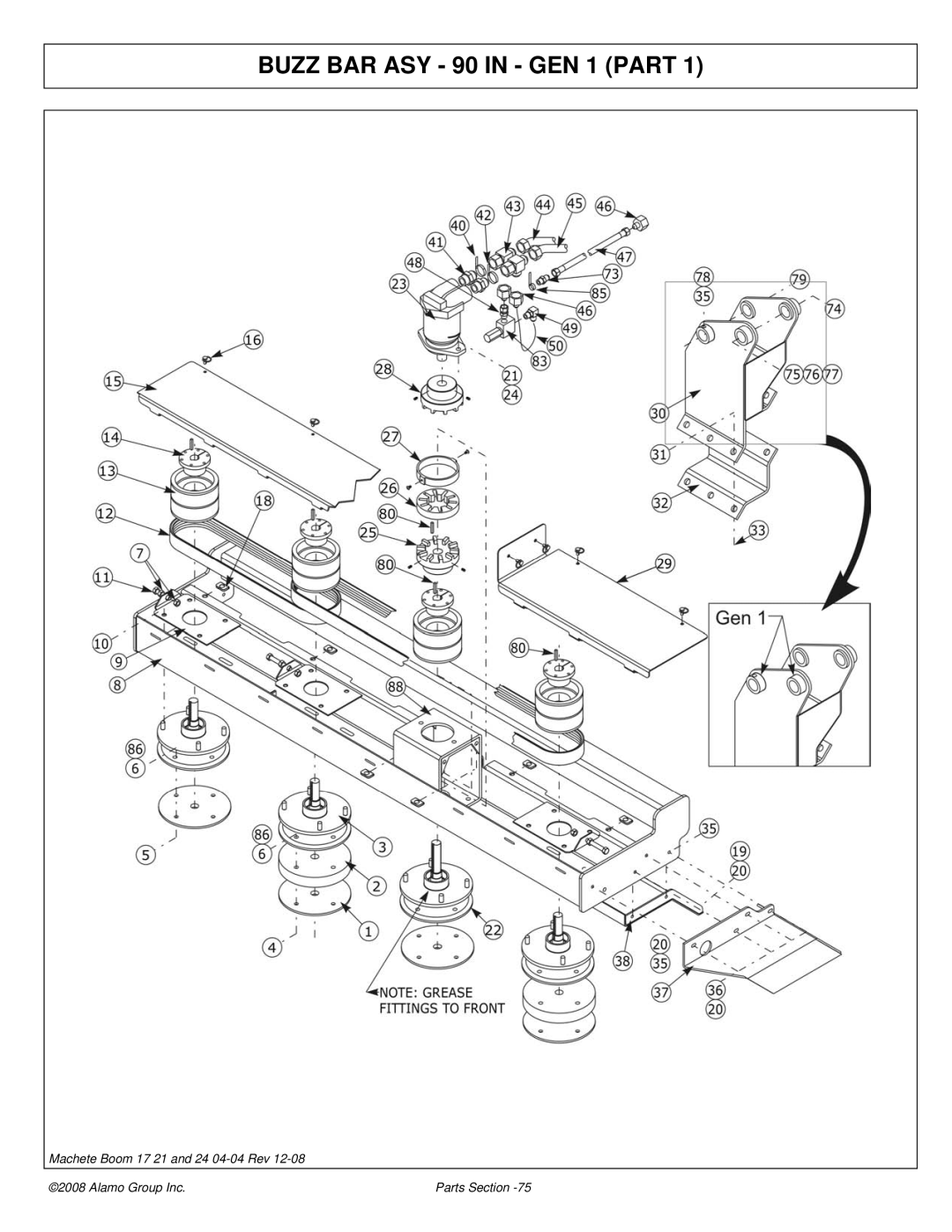 Alamo 02968915P manual Buzz BAR ASY 90 in GEN 1 Part 