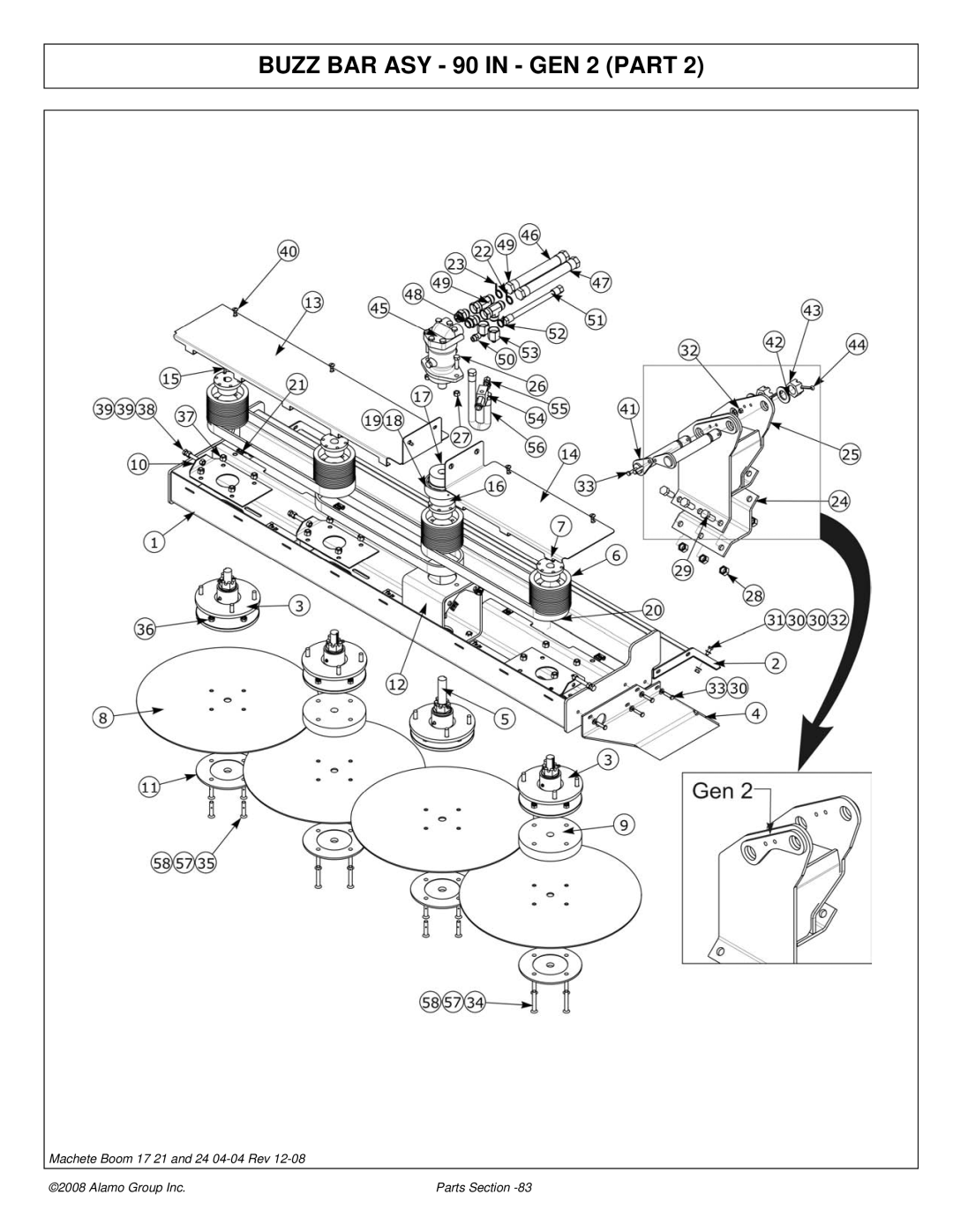 Alamo 02968915P manual Buzz BAR ASY 90 in GEN 2 Part 