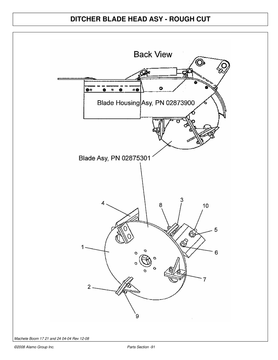 Alamo 02968915P manual Ditcher Blade Head ASY Rough CUT 