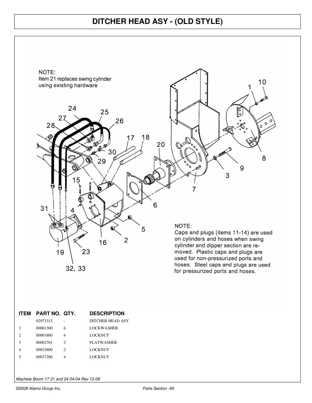 Alamo 02968915P manual Ditcher Head ASY OLD Style 