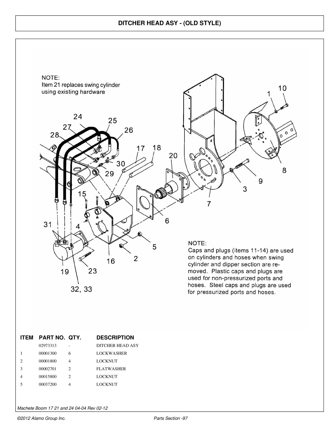 Alamo 02968915P manual Ditcher Head ASY OLD Style 