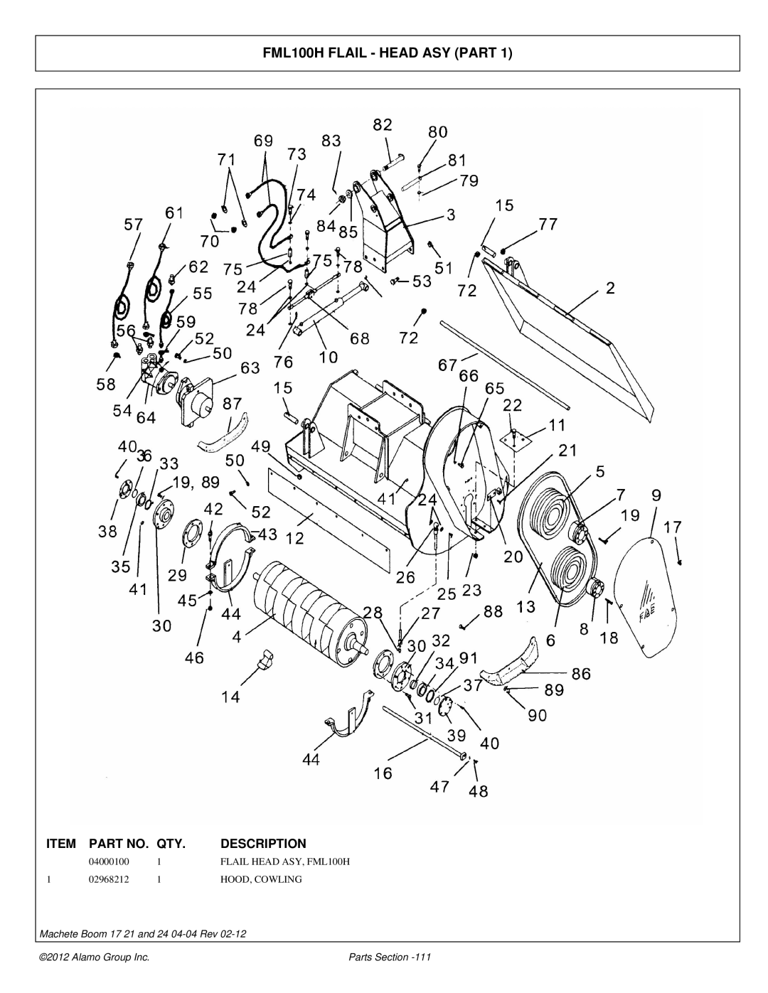 Alamo 02968915P manual FML100H Flail Head ASY Part 