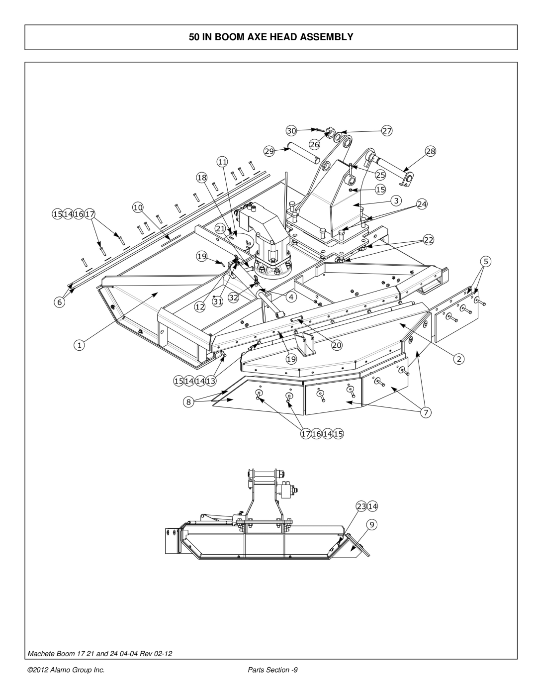 Alamo 02968915P manual Boom AXE Head Assembly 