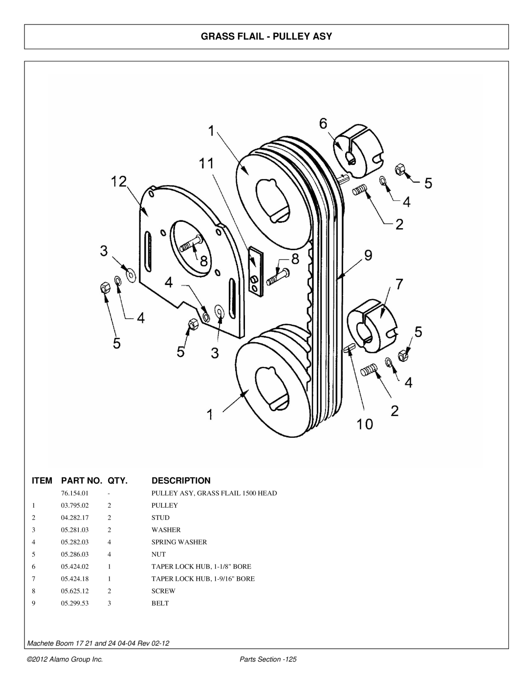 Alamo 02968915P manual Grass Flail Pulley ASY 