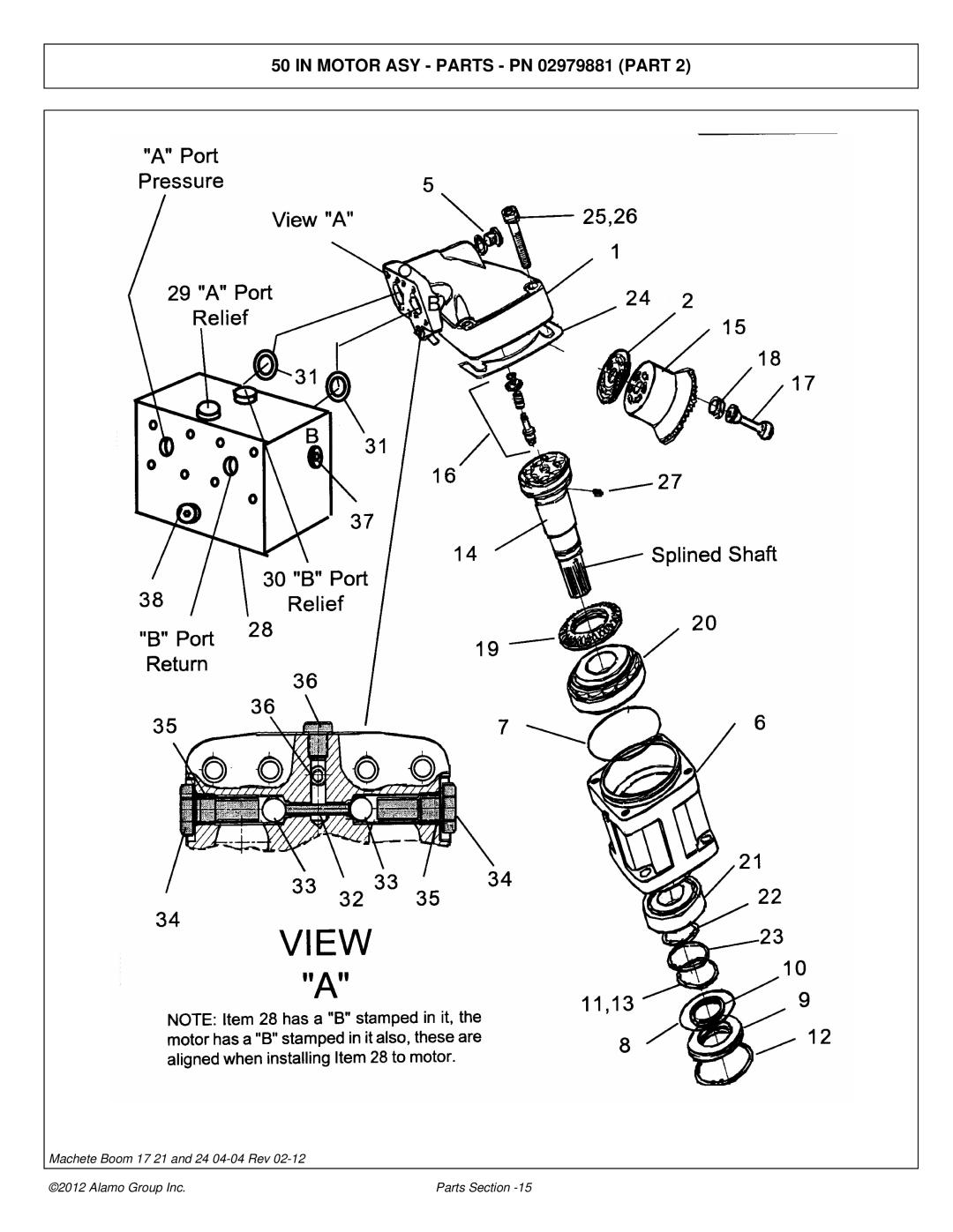 Alamo 02968915P manual Motor ASY Parts PN 02979881 Part 