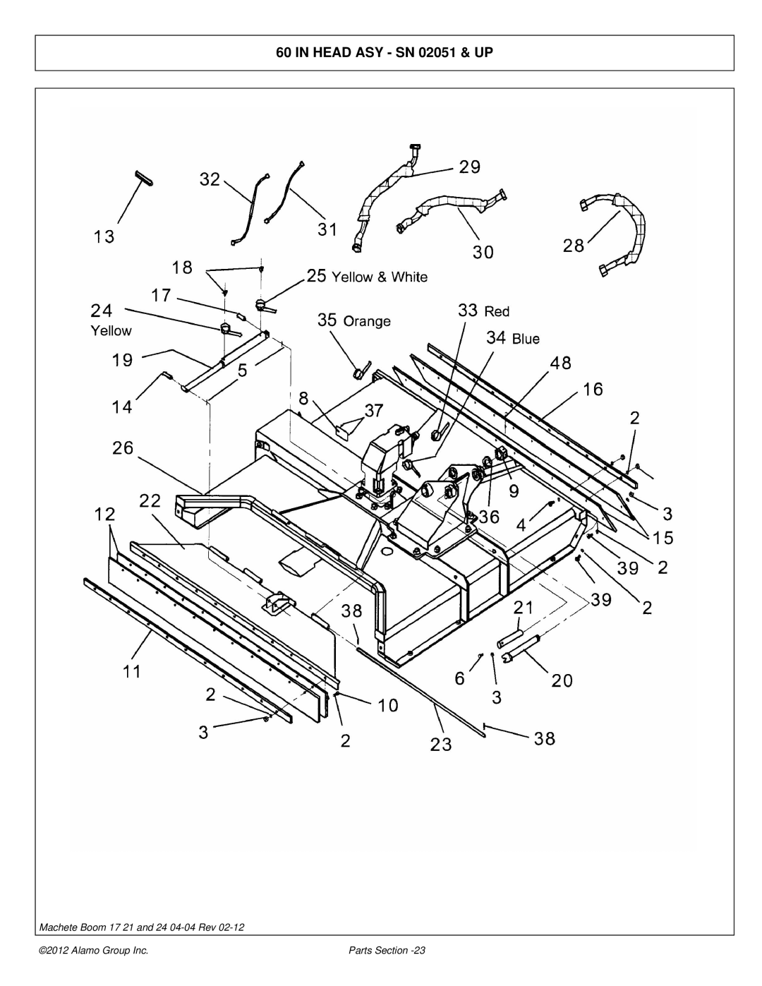 Alamo 02968915P manual Head ASY SN 02051 & UP 