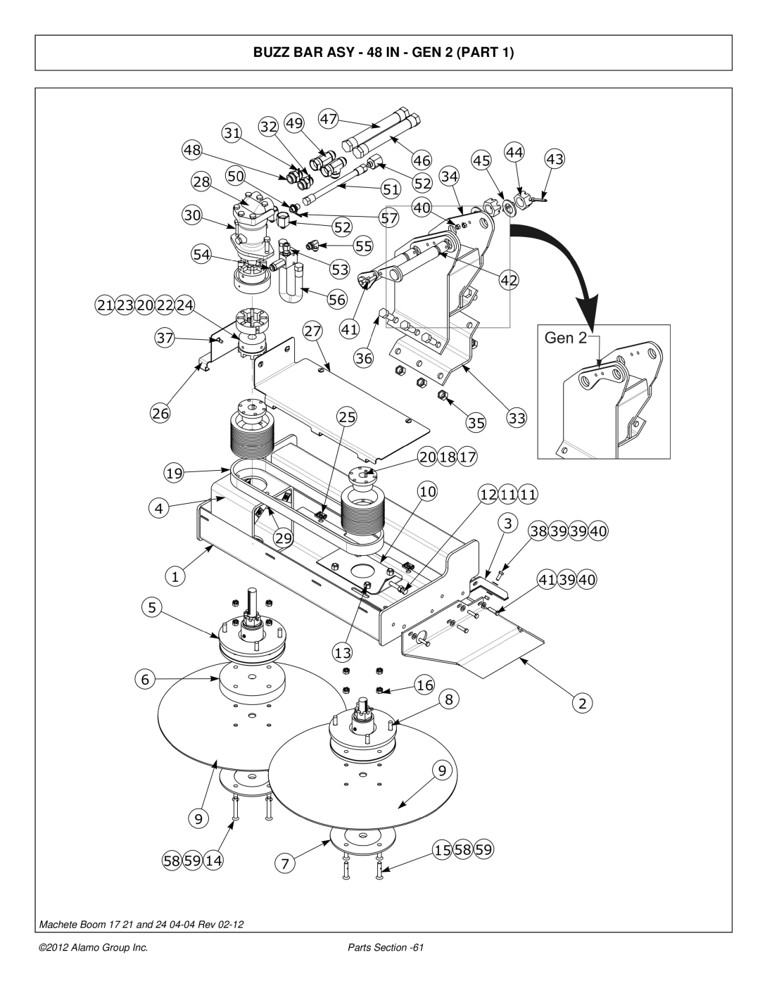 Alamo 02968915P manual Buzz BAR ASY 48 in GEN 2 Part 
