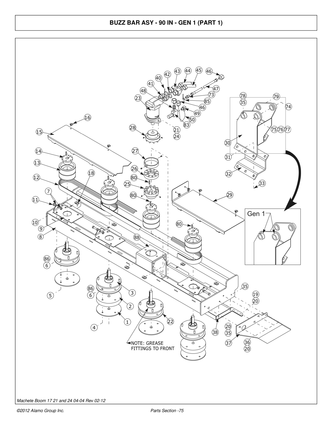 Alamo 02968915P manual Buzz BAR ASY 90 in GEN 1 Part 