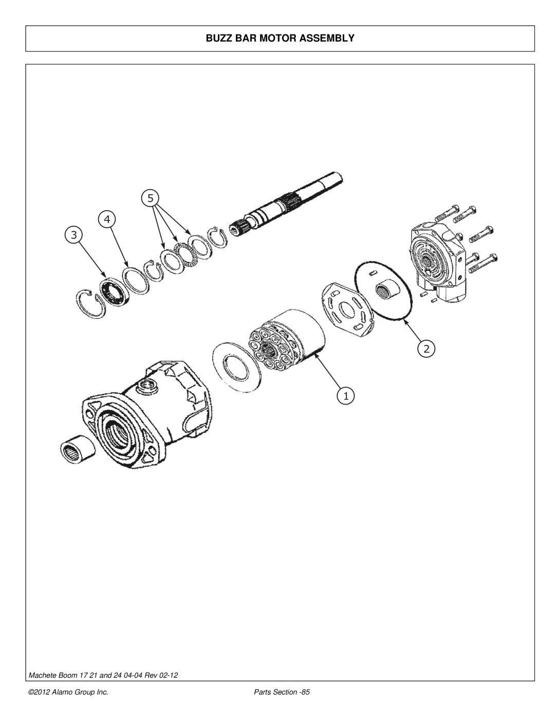 Alamo 02968915P manual Buzz BAR Motor Assembly 