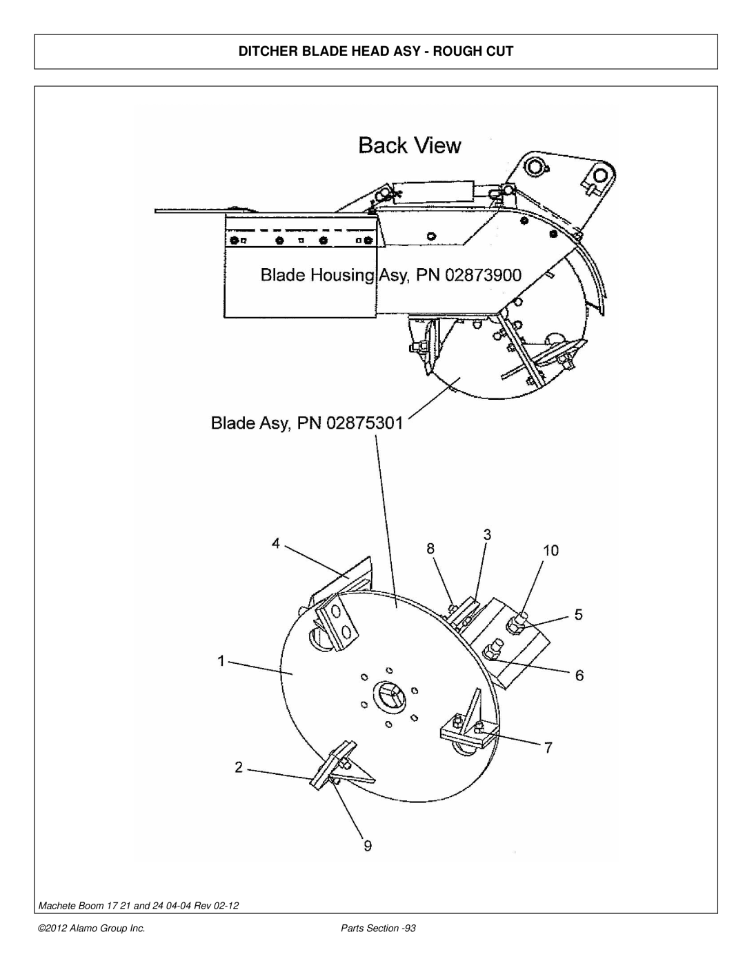 Alamo 02968915P manual Ditcher Blade Head ASY Rough CUT 