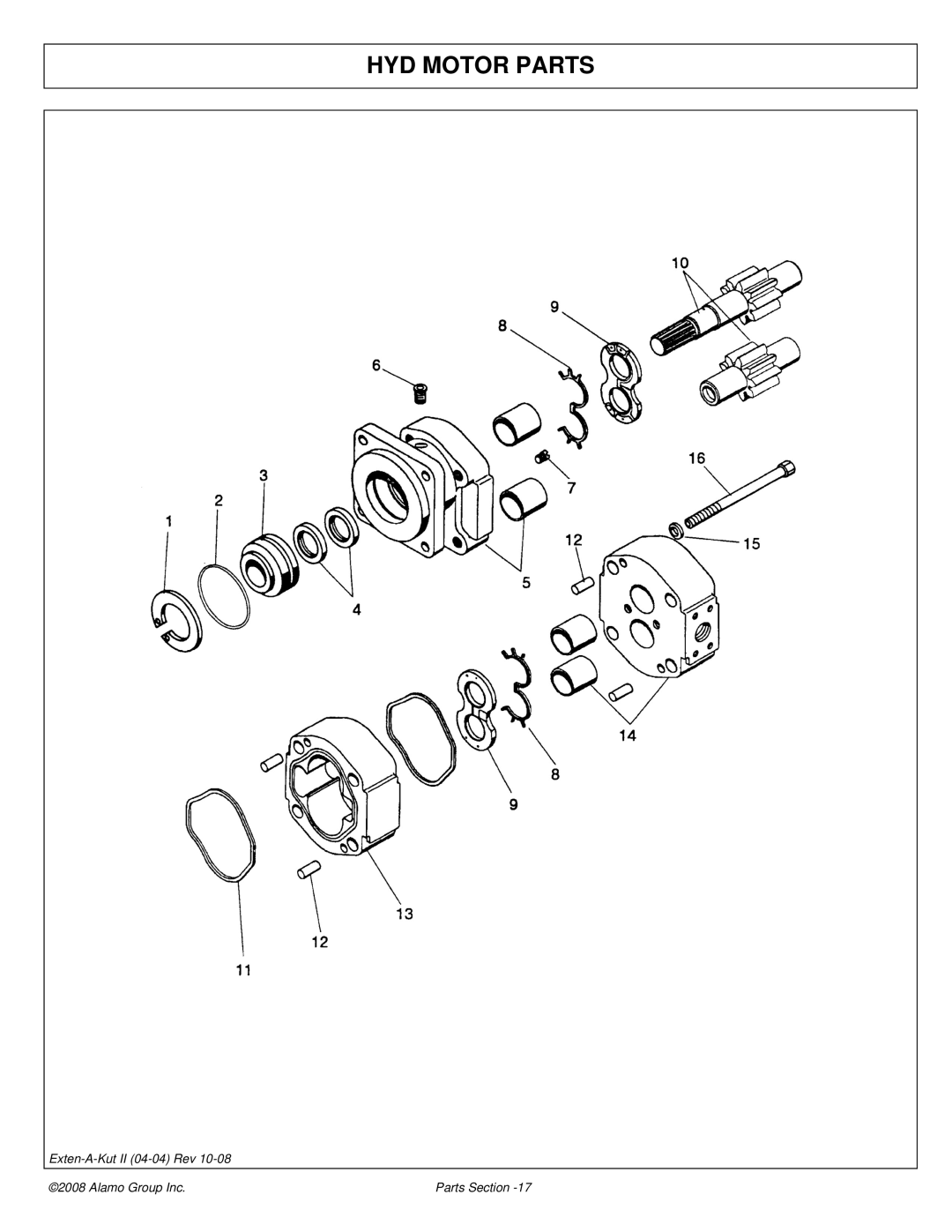 Alamo 02969111P manual HYD Motor Parts 