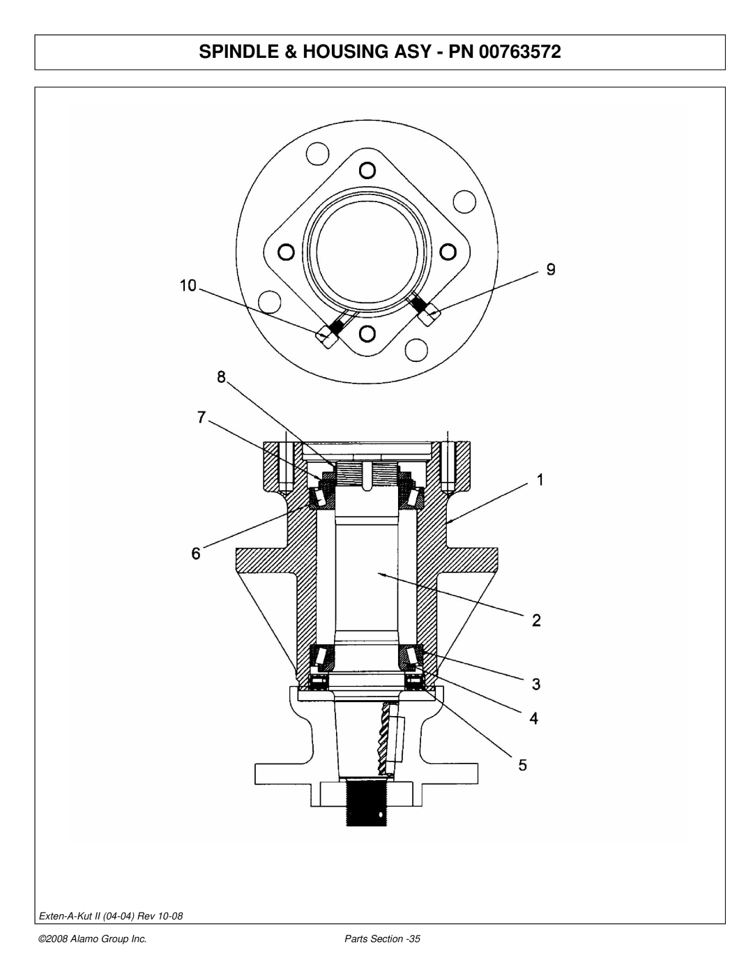 Alamo 02969111P manual Spindle & Housing ASY PN 