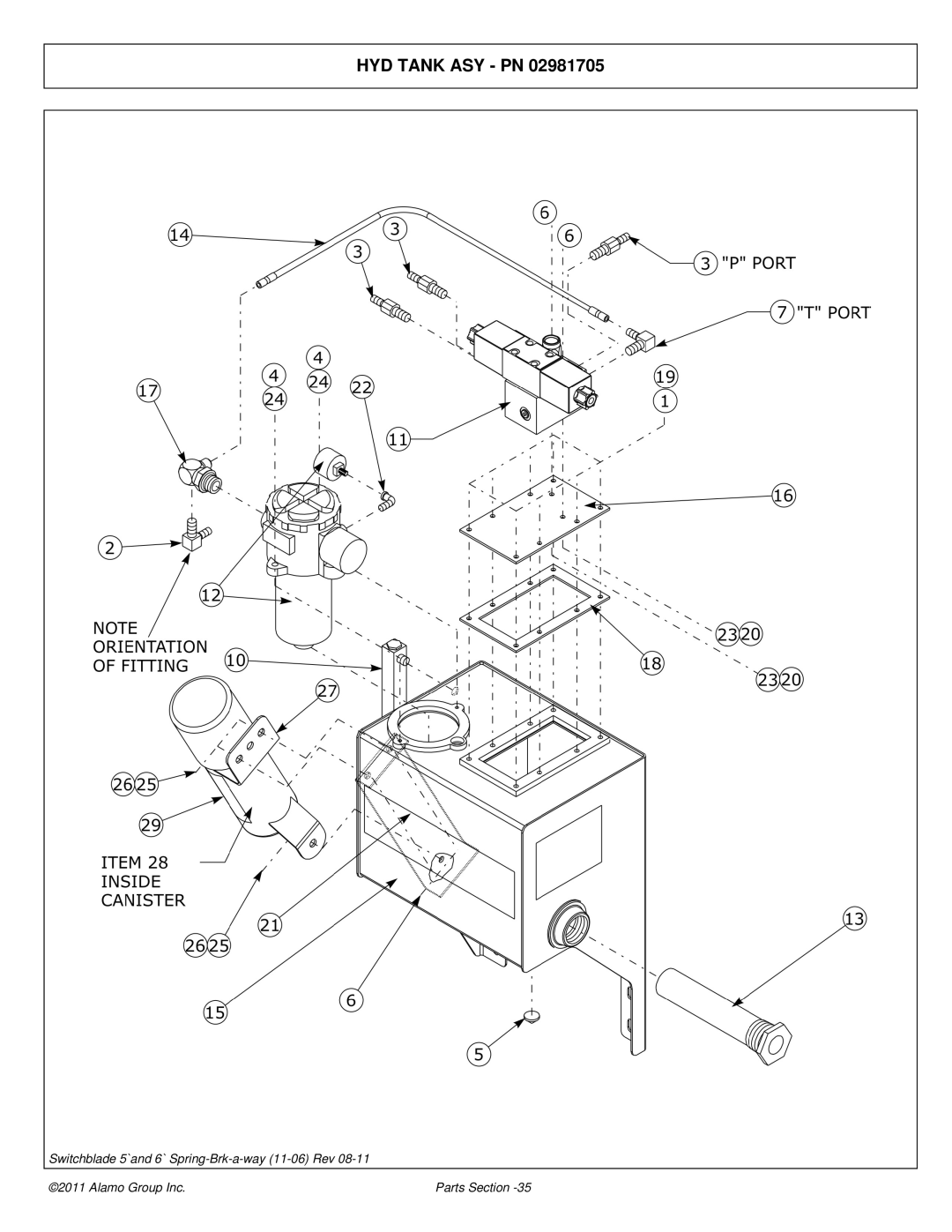 Alamo 02974374P manual HYD Tank ASY PN 