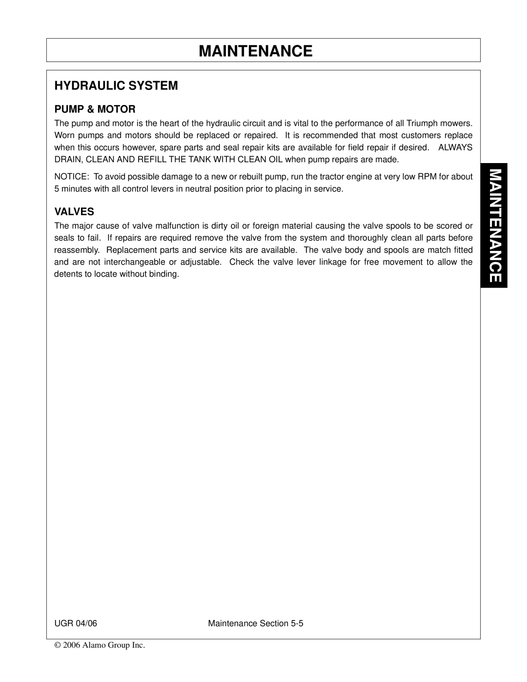 Alamo 02979718C manual Hydraulic System, Pump & Motor 