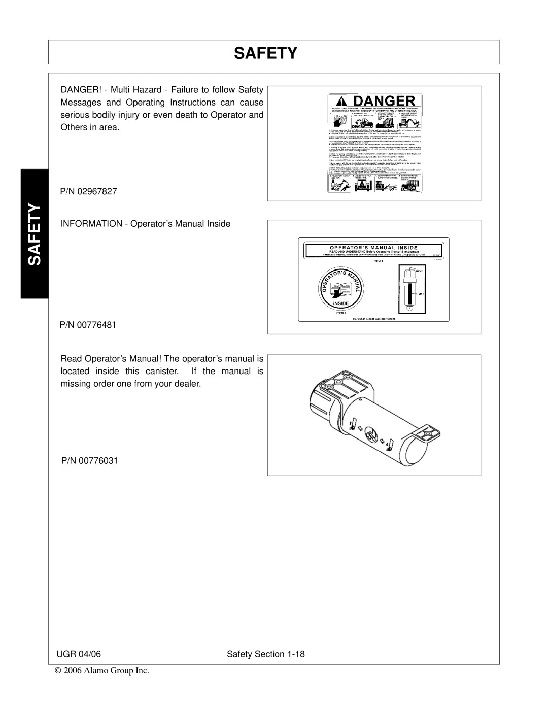 Alamo 02979718C manual Safety 