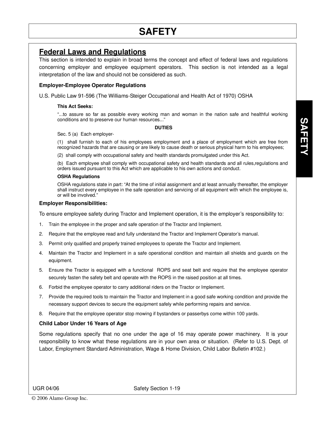 Alamo 02979718C manual Federal Laws and Regulations 