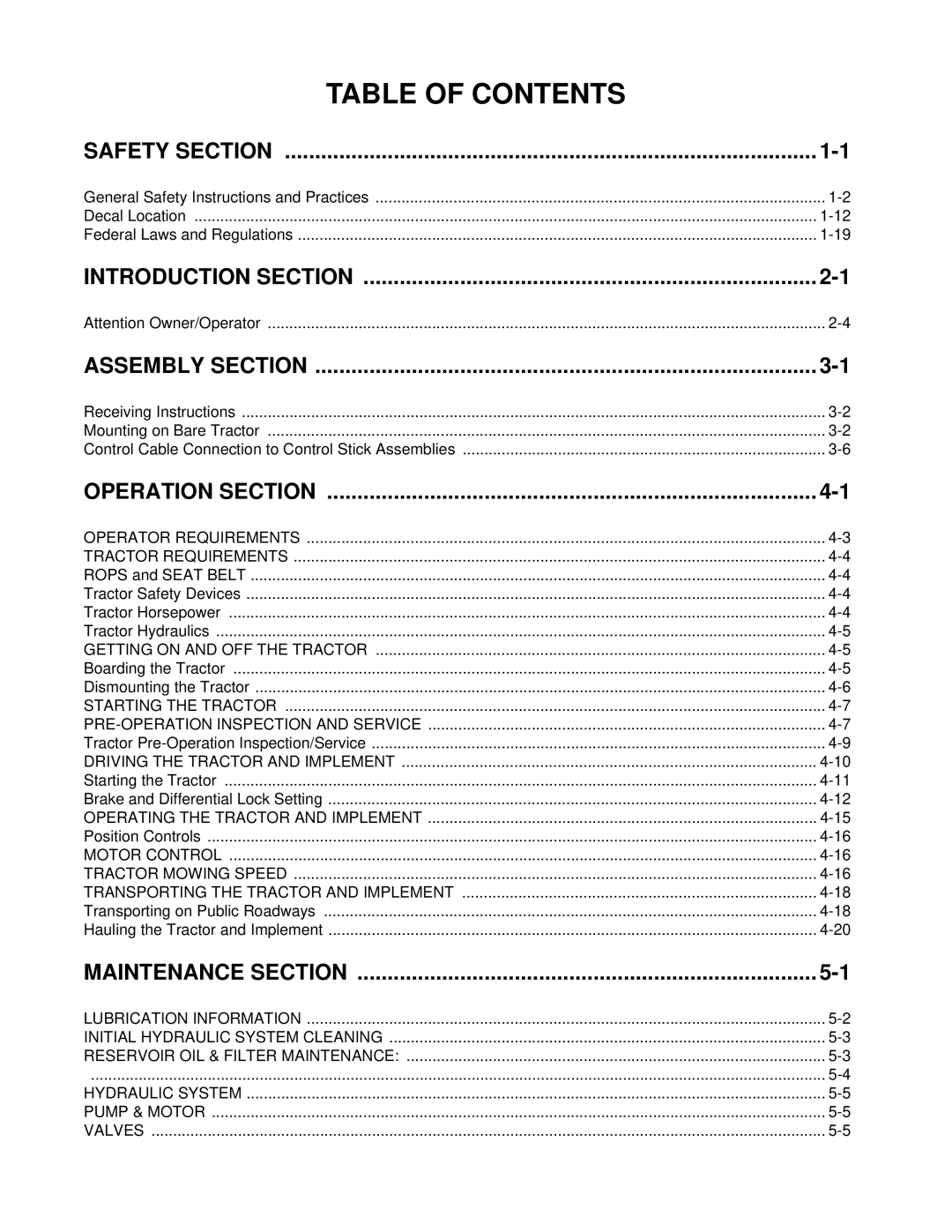 Alamo 02979718C manual Table of Contents 