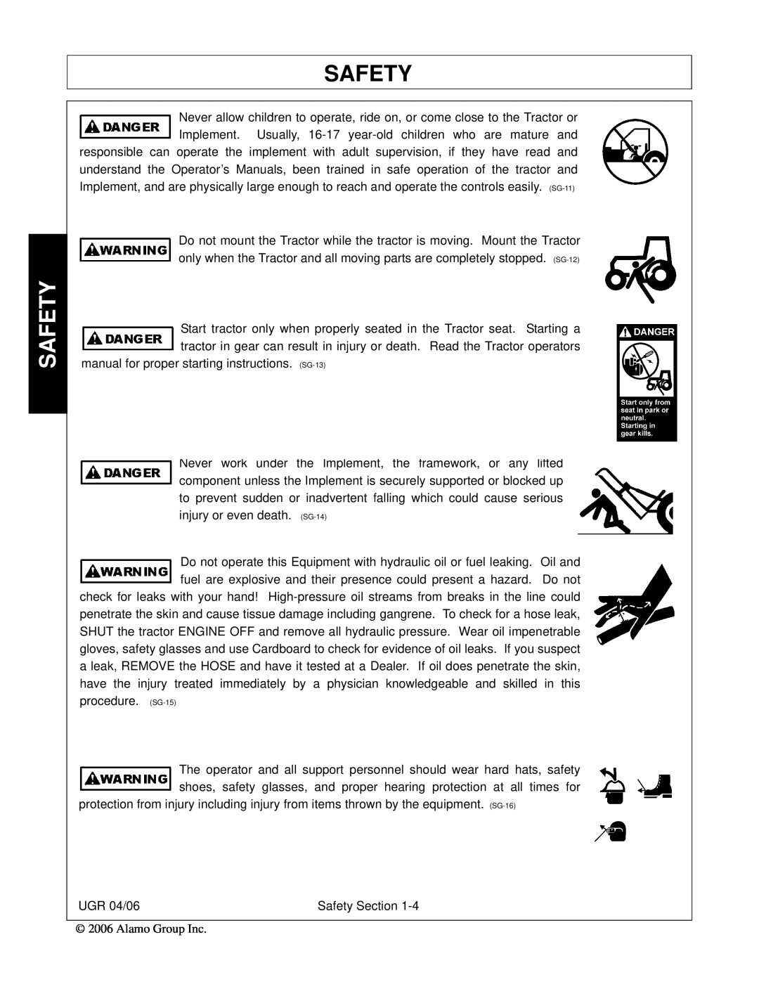 Alamo 02979718C Safety, manual for proper starting instructions 