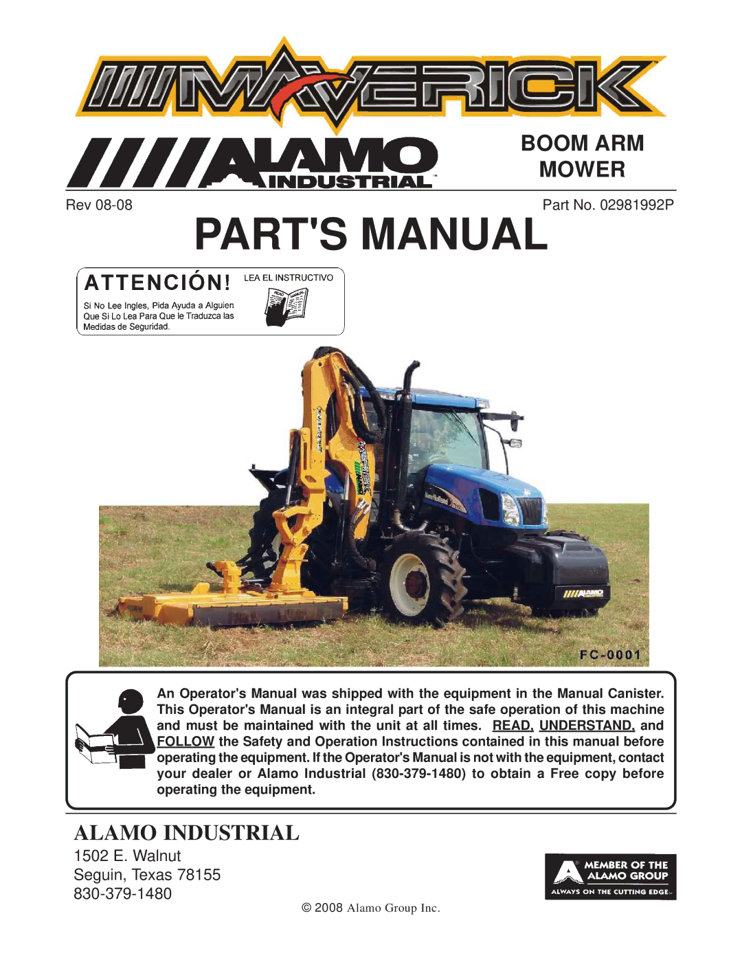 Alamo 02981992P manual Parts Manual 