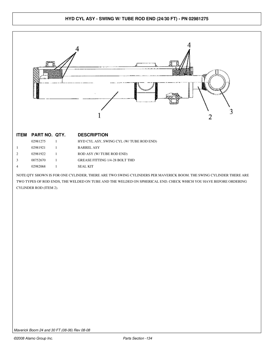 Alamo 02981992P manual Barrel ASY, ROD ASY W/ Tube ROD END 