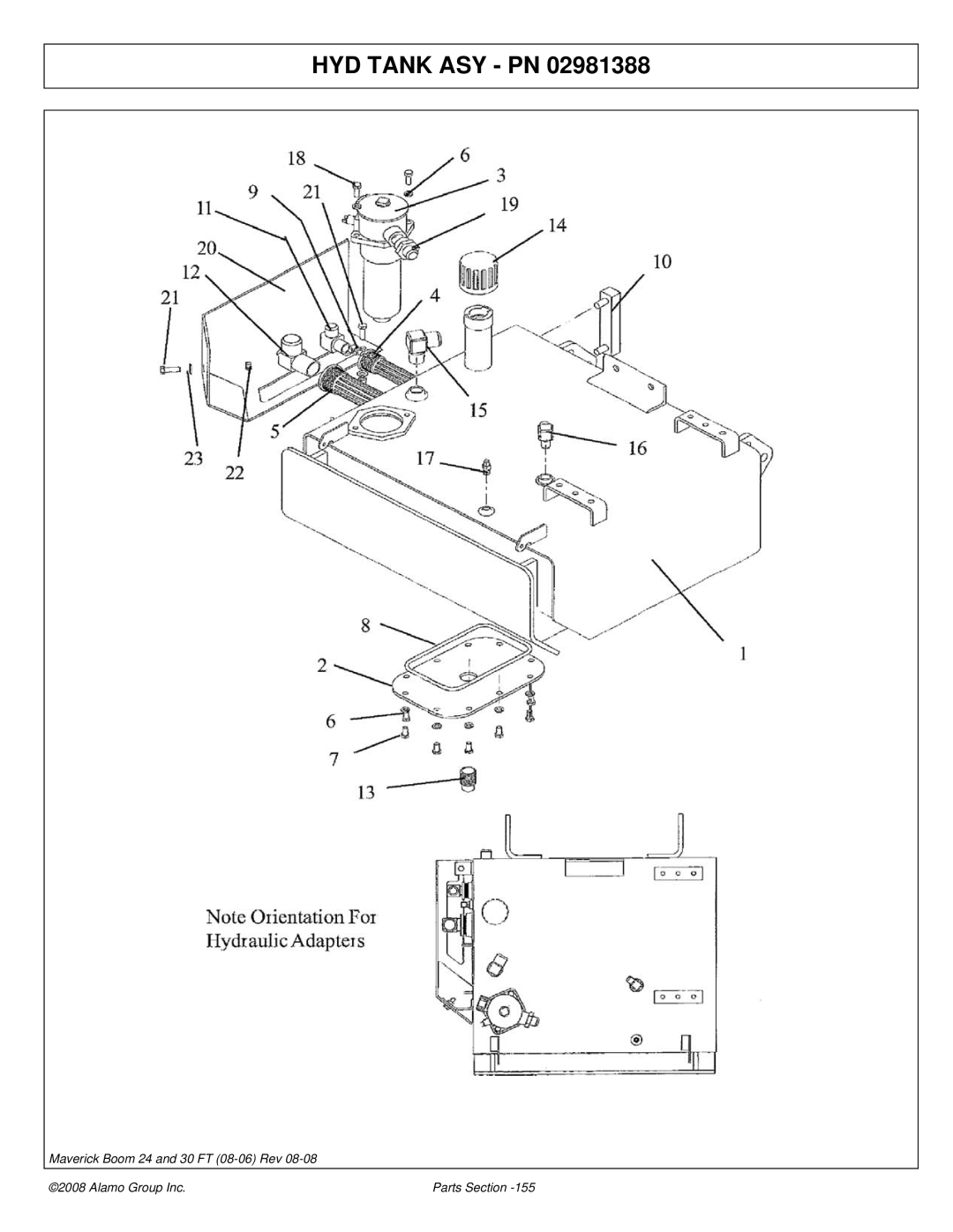 Alamo 02981992P manual HYD Tank ASY PN 