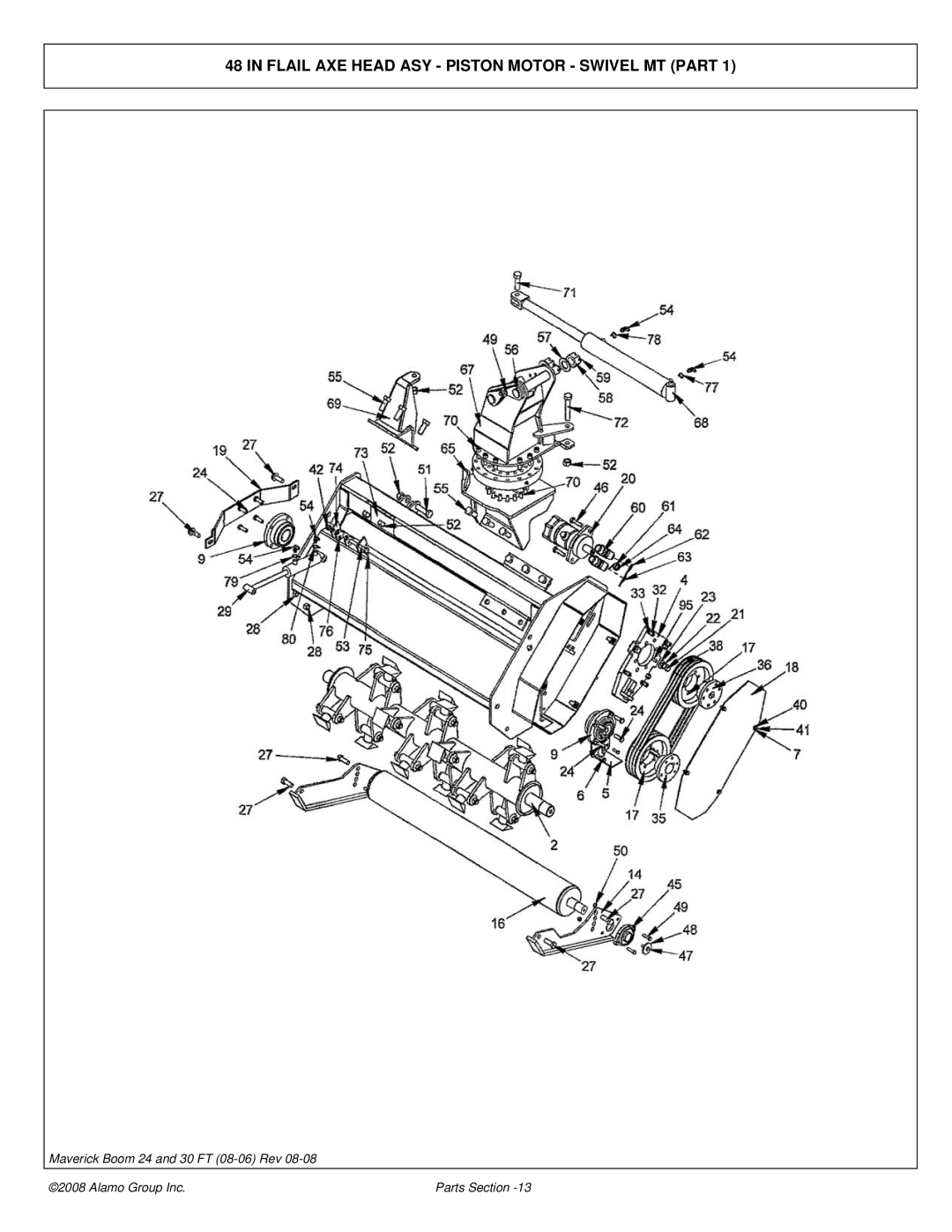 Alamo 02981992P manual Flail AXE Head ASY Piston Motor Swivel MT Part 