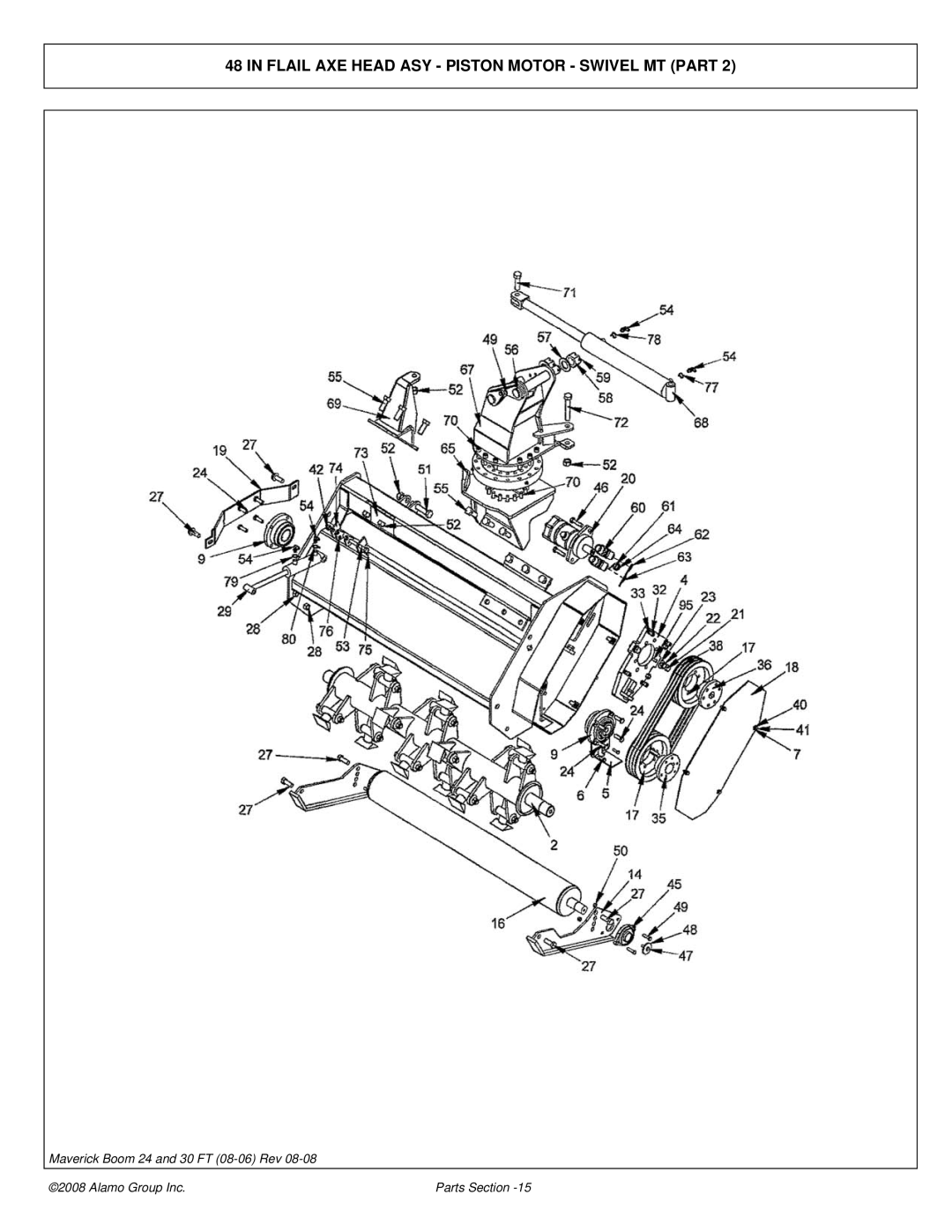 Alamo 02981992P manual Flail AXE Head ASY Piston Motor Swivel MT Part 