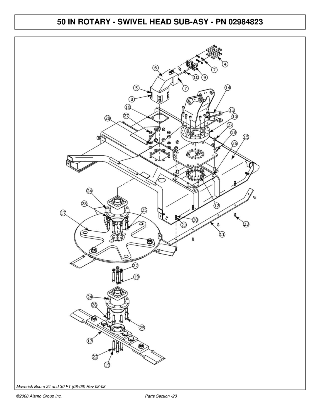 Alamo 02981992P manual Rotary Swivel Head SUB-ASY PN 