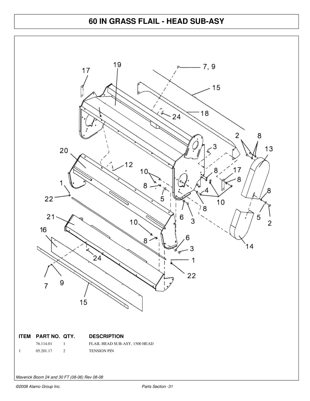 Alamo 02981992P manual Grass Flail Head SUB-ASY, Tension PIN 