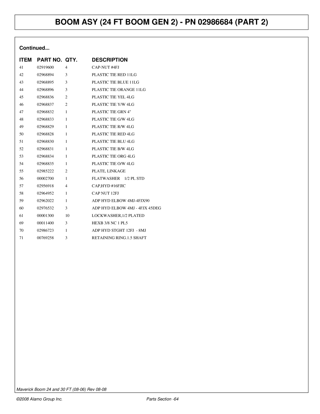 Alamo 02981992P PLATE, Linkage, CAP NUT 12FJ, LOCKWASHER,1/2 Plated, ADP HYD Stght 12FJ 8MJ, Retaining RING.1.5 Shaft 