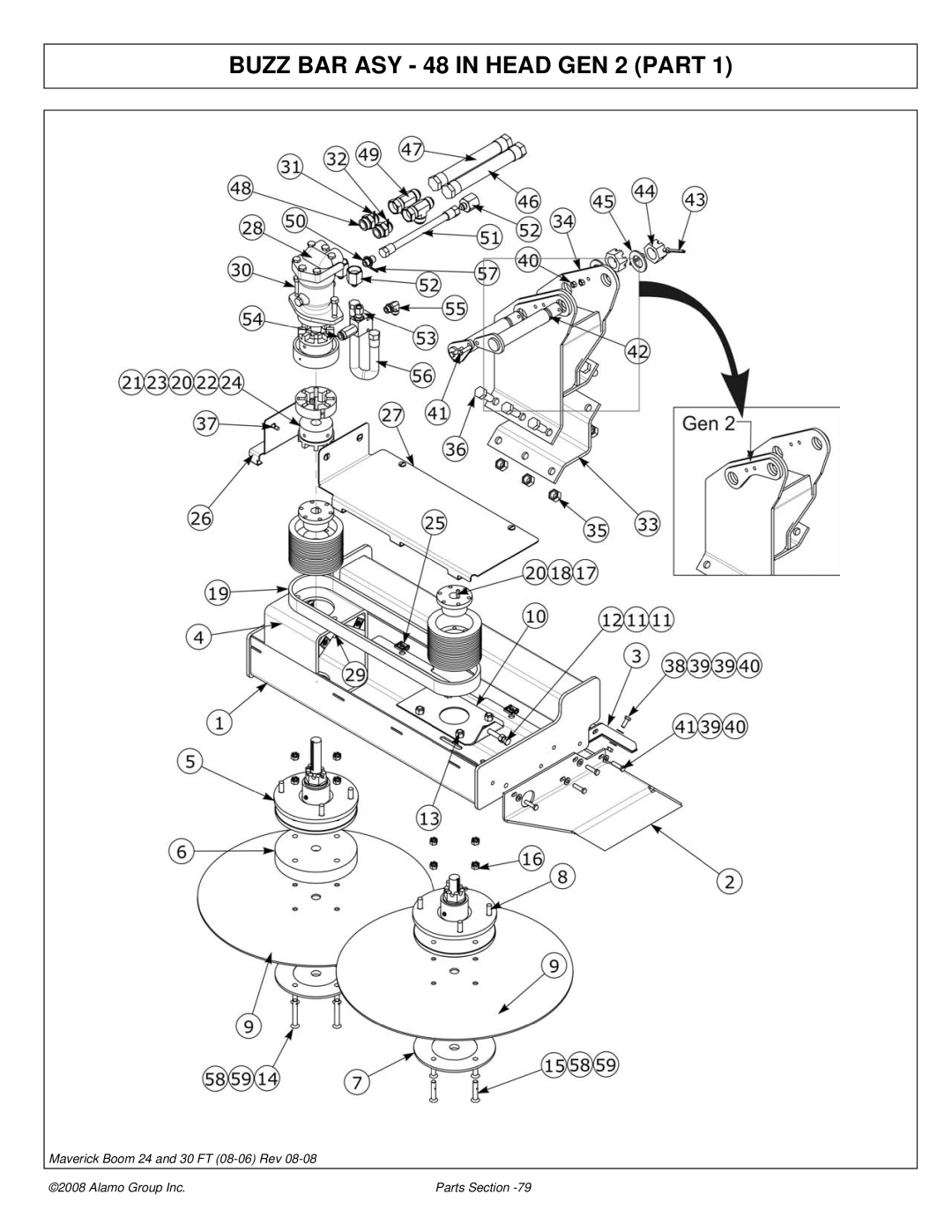 Alamo 02981992P manual Buzz BAR ASY 48 in Head GEN 2 Part 