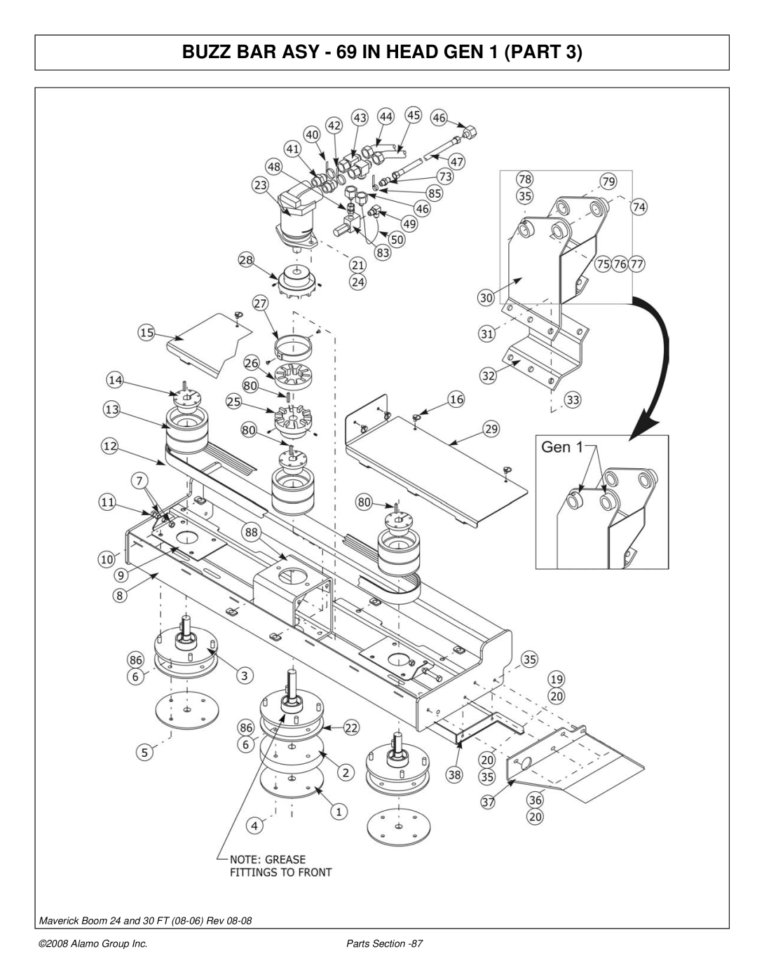 Alamo 02981992P manual Buzz BAR ASY 69 in Head GEN 1 Part 
