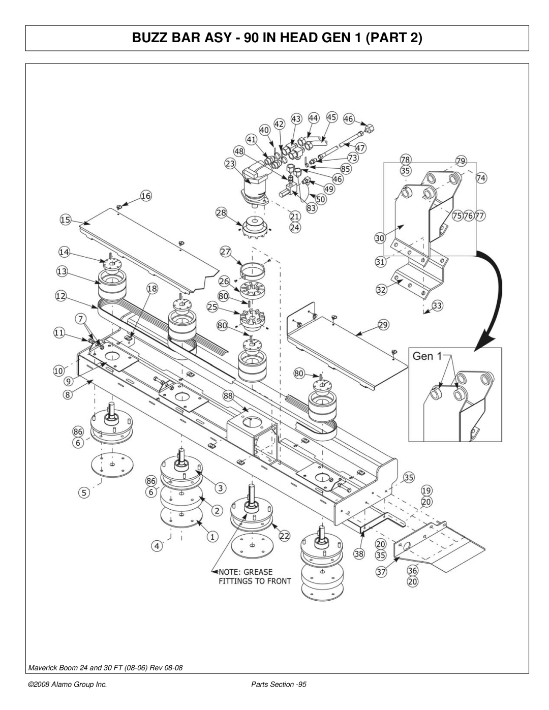 Alamo 02981992P manual Buzz BAR ASY 90 in Head GEN 1 Part 