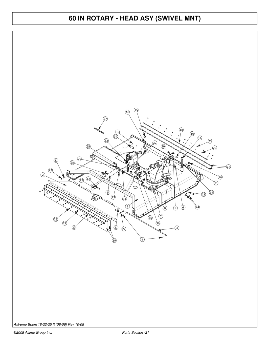 Alamo 02983326P manual Rotary Head ASY Swivel MNT 