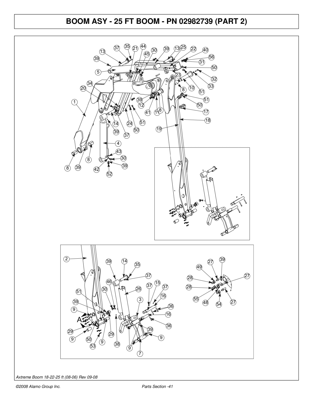 Alamo 02983326P manual Boom ASY 25 FT Boom PN 02982739 Part 