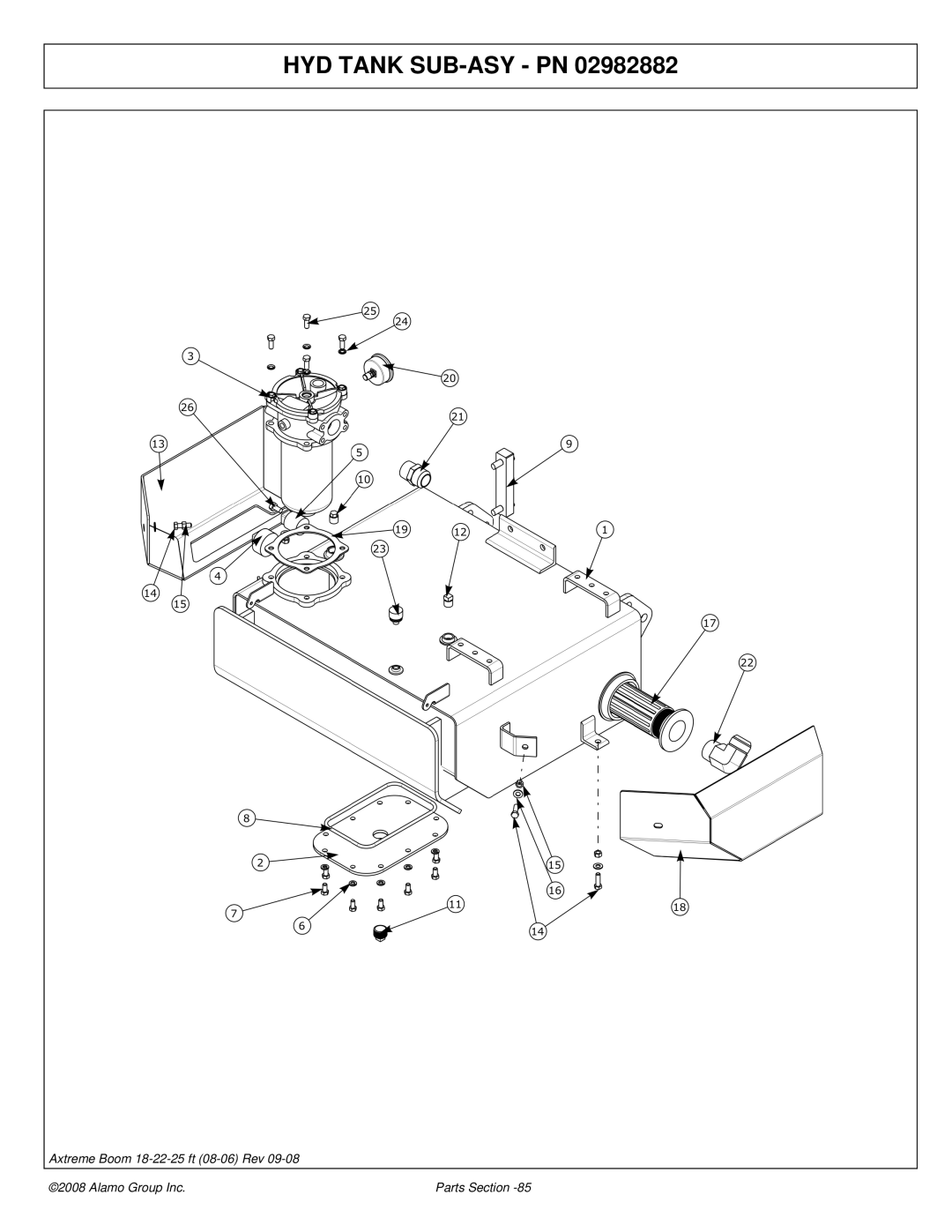 Alamo 02983326P manual HYD Tank SUB-ASY PN 