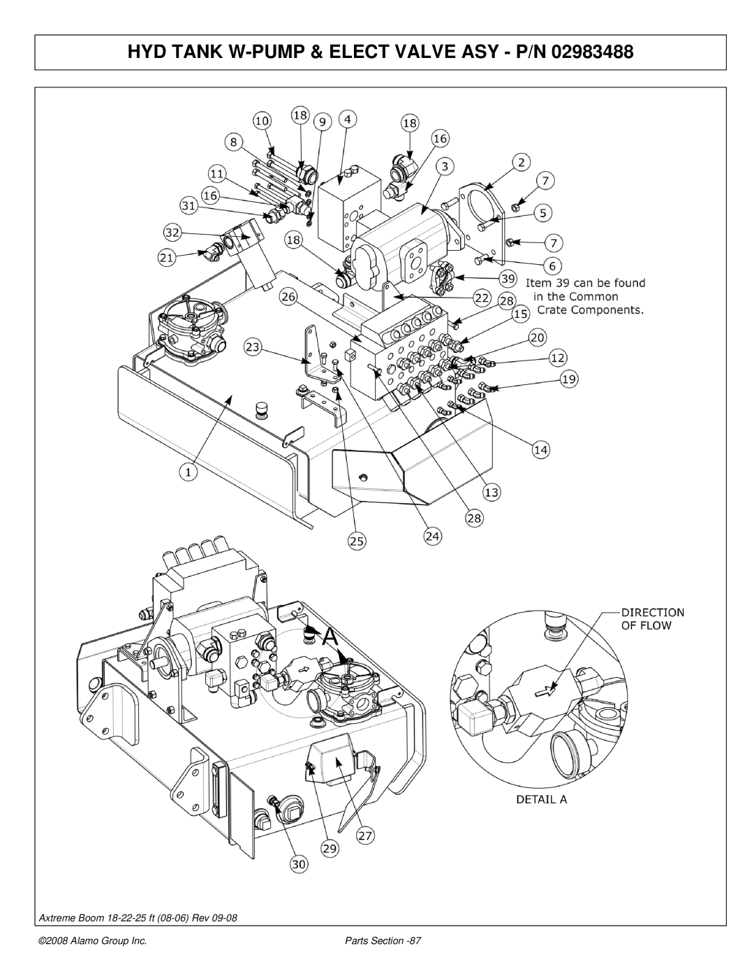 Alamo 02983326P manual HYD Tank W-PUMP & Elect Valve ASY P/N 