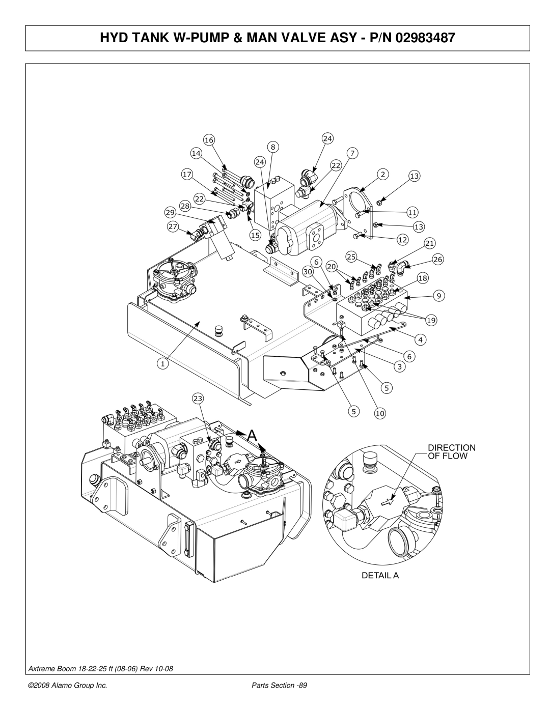 Alamo 02983326P manual HYD Tank W-PUMP & MAN Valve ASY P/N 