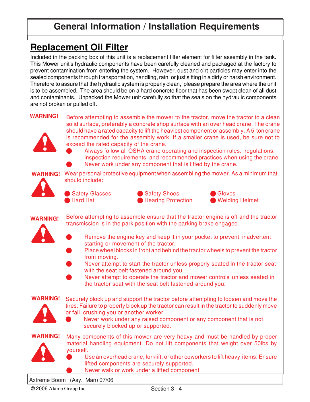 Alamo 02984405 instruction manual Replacement Oil Filter 