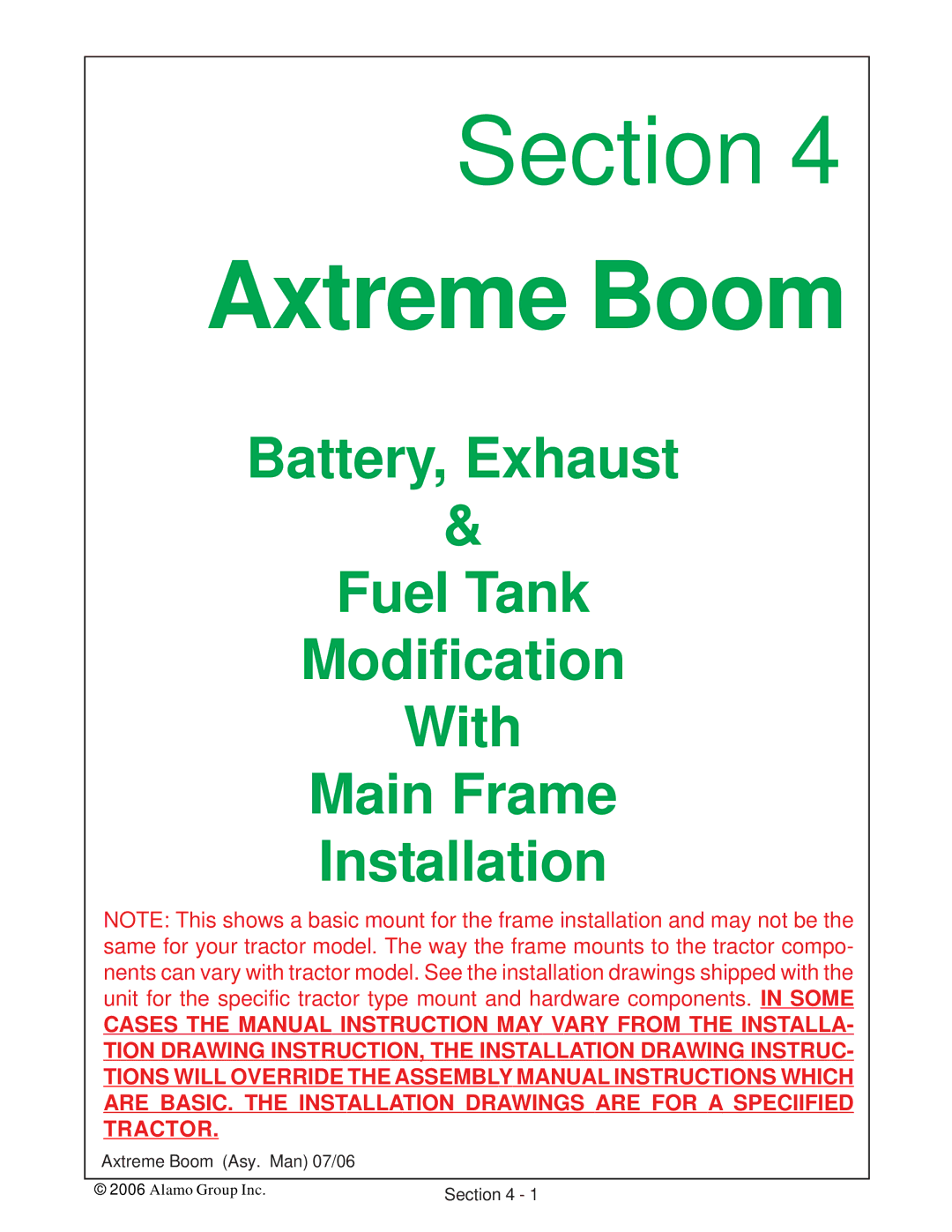 Alamo 02984405 instruction manual Axtreme Boom Asy. Man 07/06 