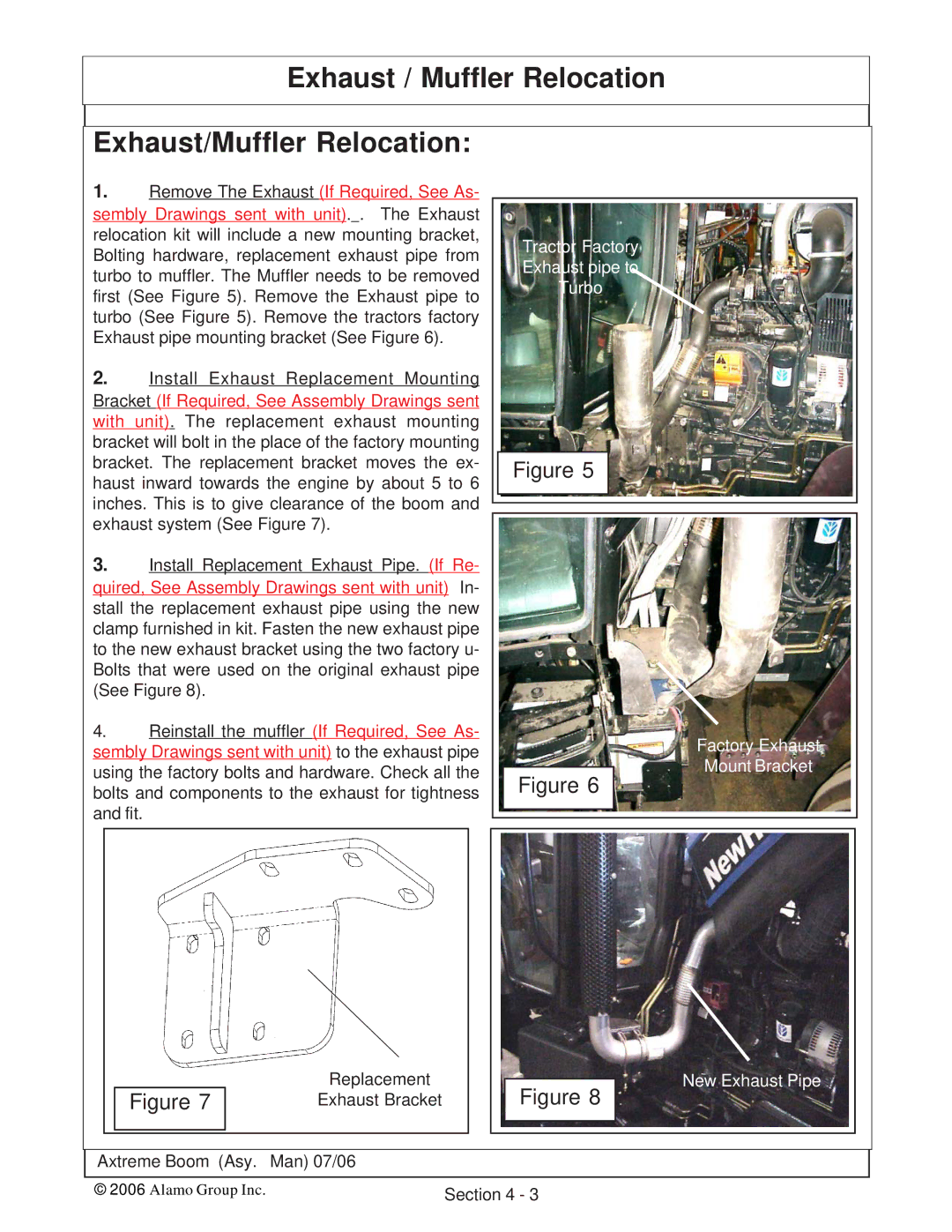 Alamo 02984405 instruction manual Exhaust / Muffler Relocation Exhaust/Muffler Relocation 