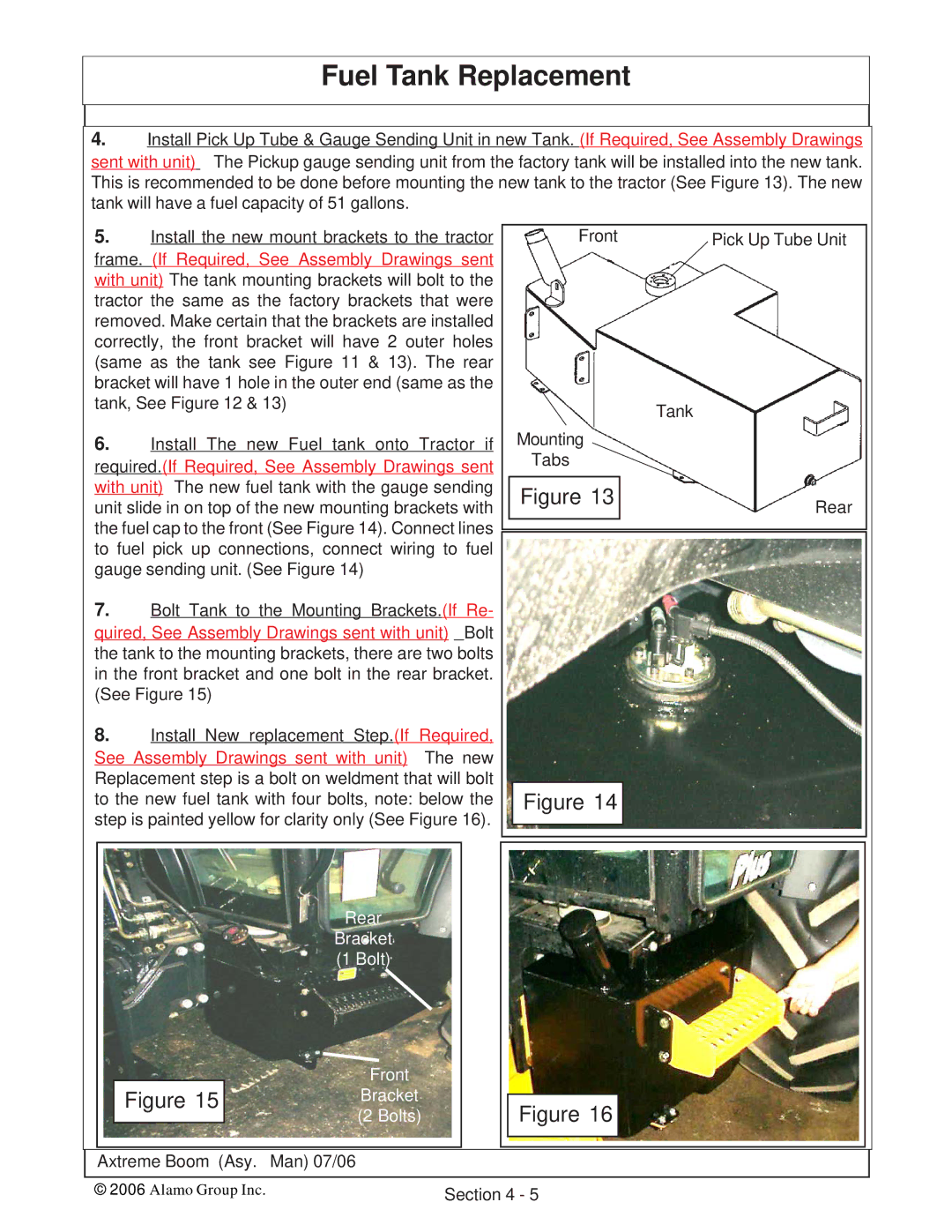 Alamo 02984405 instruction manual Rear Bracket Bolt Front 