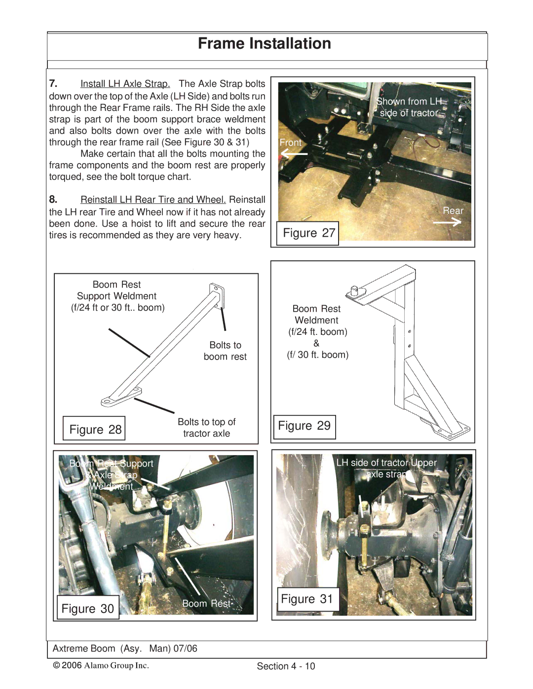 Alamo 02984405 instruction manual LH side of tractor Upper Axle strap 