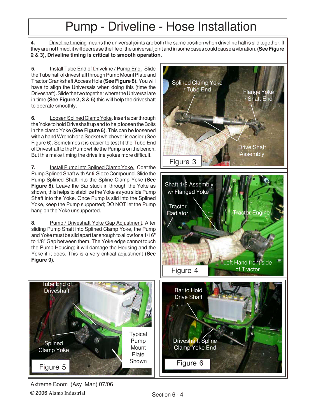 Alamo 02984405 instruction manual Pump Driveline Hose Installation 