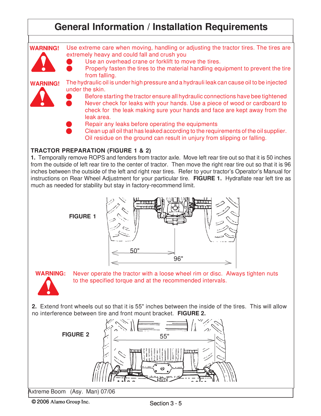 Alamo 02984405 instruction manual General Information / Installation Requirements, Tractor Preparation 